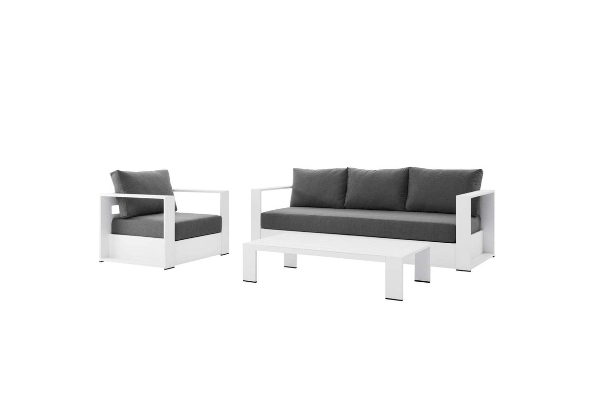 EEI-5748-WHI-CHA Tahoe 3-Piece Outdoor Patio Powder-Coated Aluminum Set By Modway