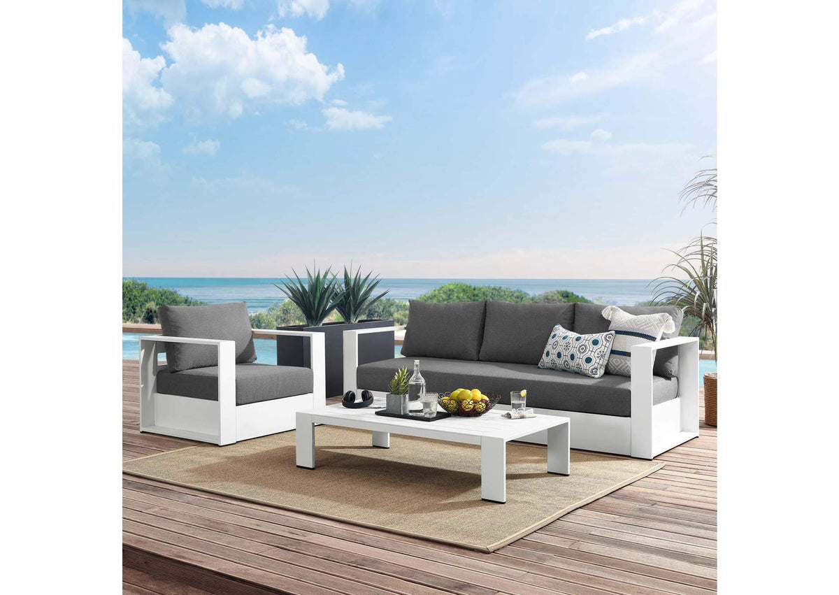 EEI-5748-WHI-CHA Tahoe 3-Piece Outdoor Patio Powder-Coated Aluminum Set By Modway