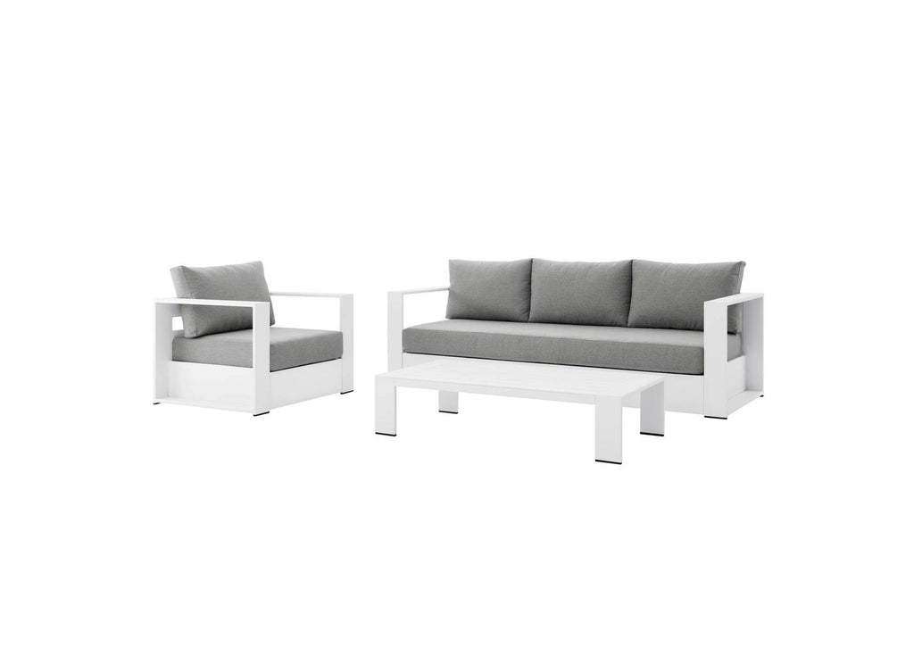 EEI-5748-WHI-GRY Tahoe 3-Piece Outdoor Patio Powder-Coated Aluminum Set By Modway