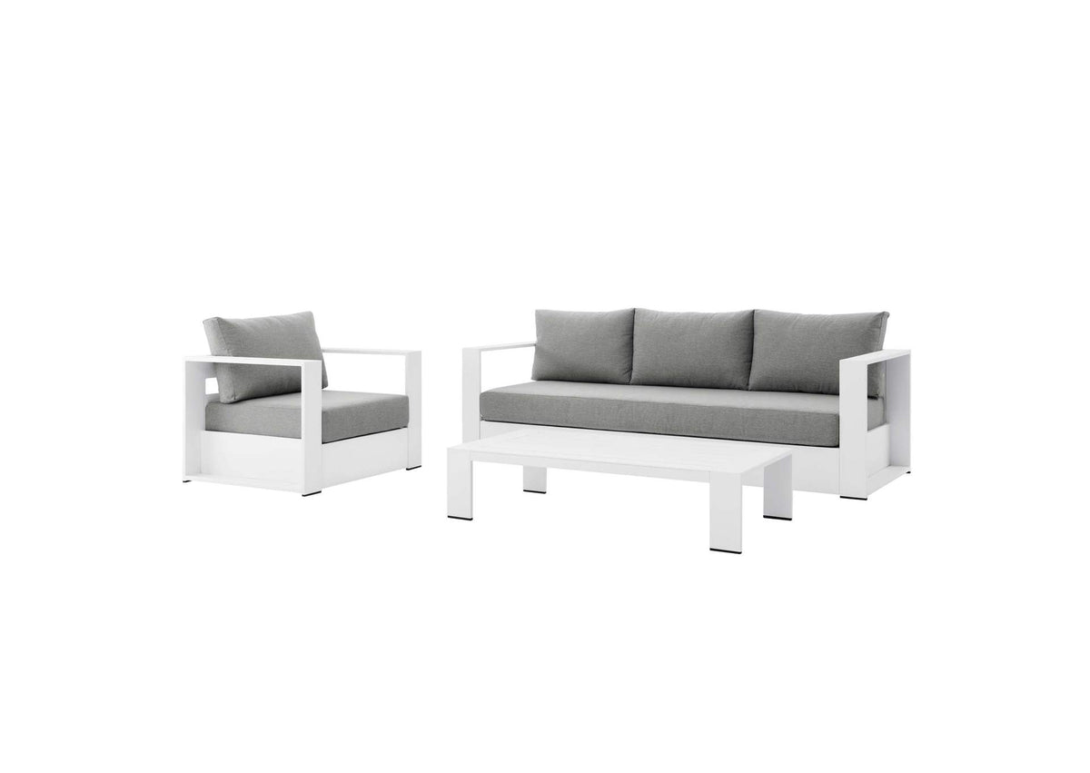 EEI-5748-WHI-GRY Tahoe 3-Piece Outdoor Patio Powder-Coated Aluminum Set By Modway