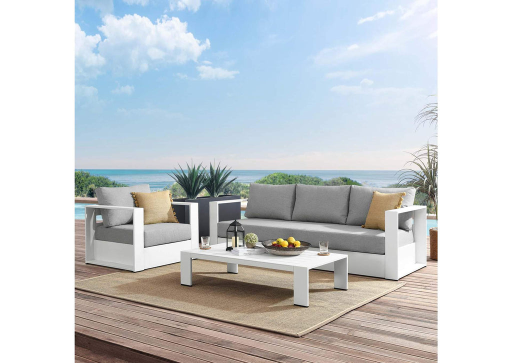 EEI-5748-WHI-GRY Tahoe 3-Piece Outdoor Patio Powder-Coated Aluminum Set By Modway