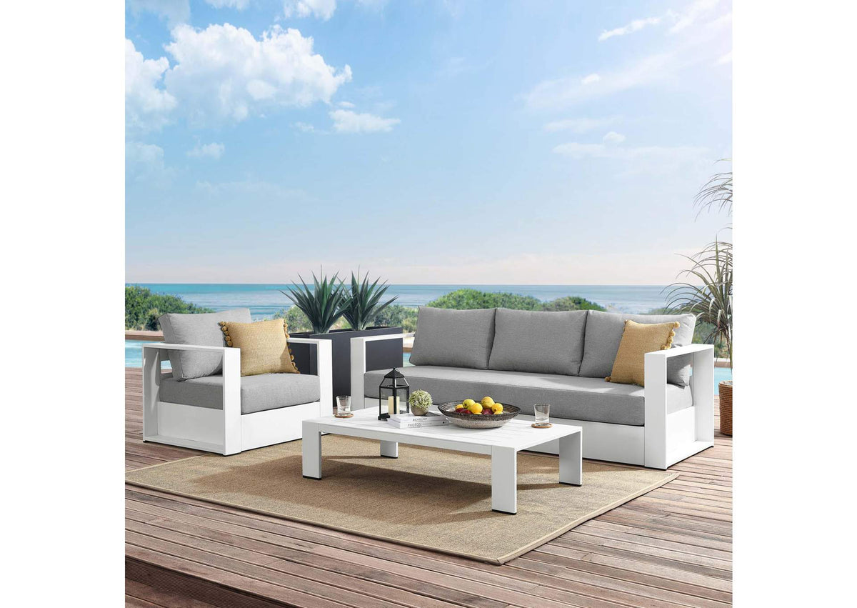 EEI-5748-WHI-GRY Tahoe 3-Piece Outdoor Patio Powder-Coated Aluminum Set By Modway