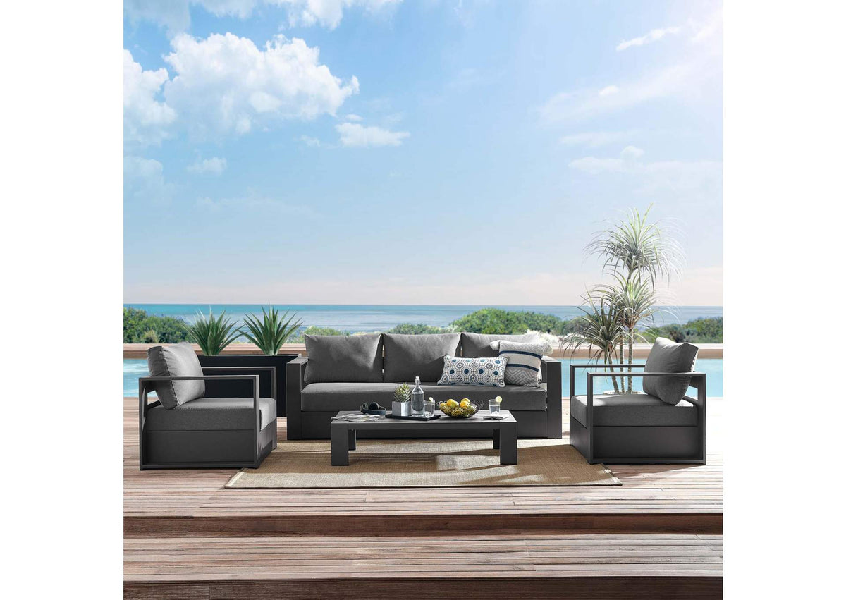 EEI-5749-GRY-CHA Tahoe 4-Piece Outdoor Patio Powder-Coated Aluminum Set By Modway