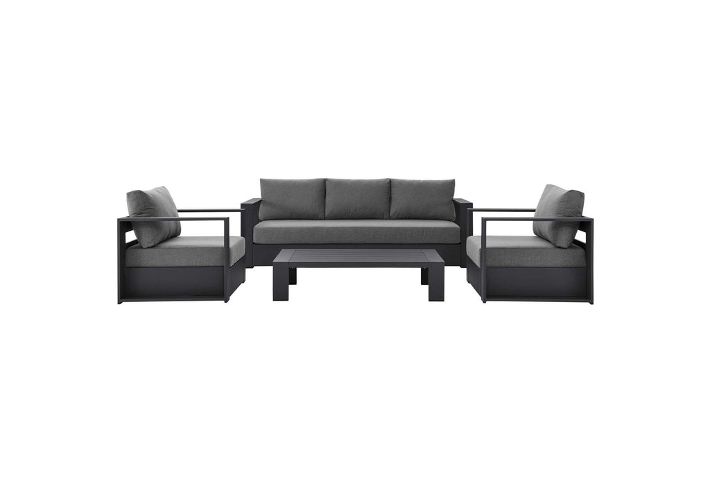 EEI-5749-GRY-CHA Tahoe 4-Piece Outdoor Patio Powder-Coated Aluminum Set By Modway