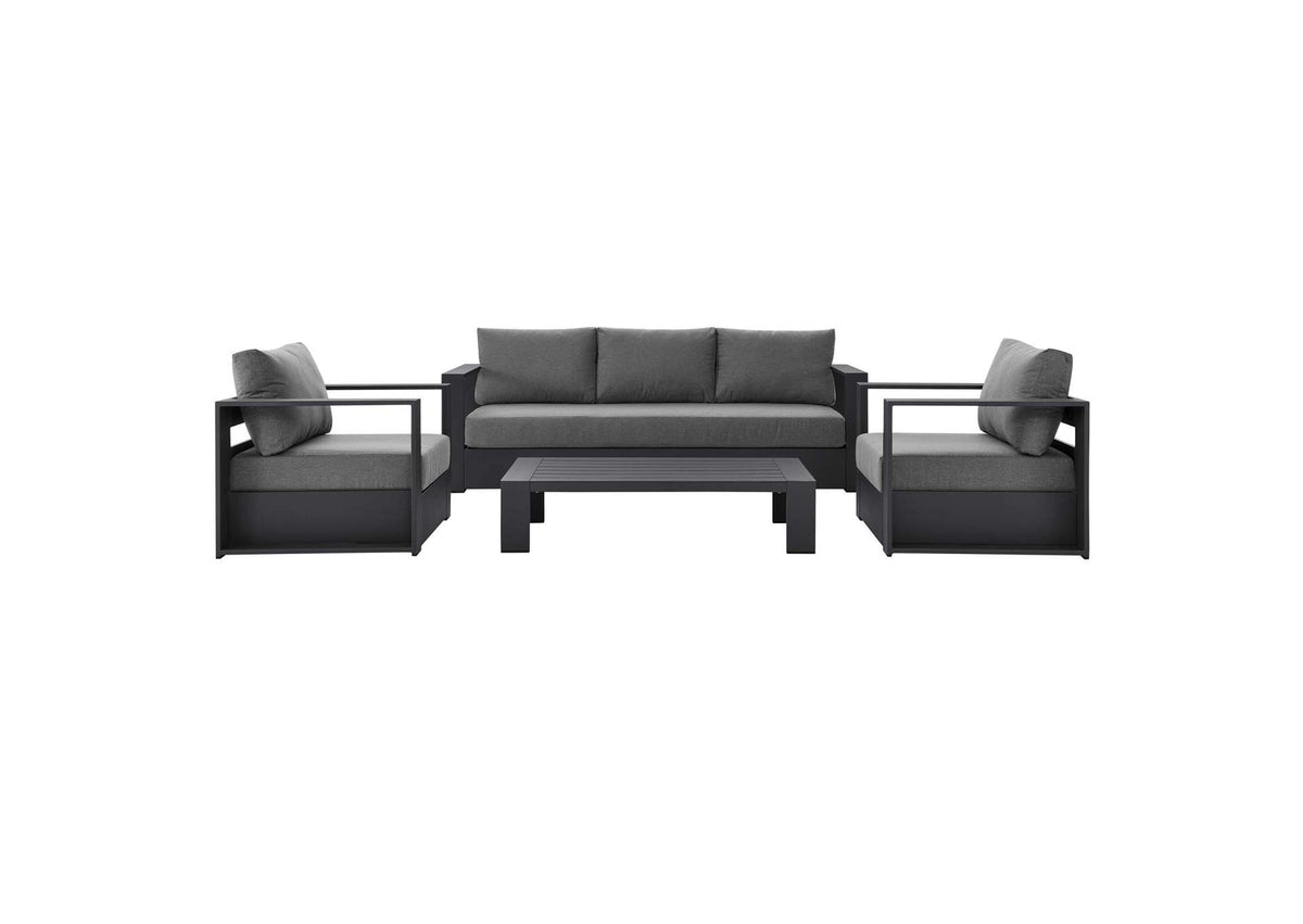 EEI-5749-GRY-CHA Tahoe 4-Piece Outdoor Patio Powder-Coated Aluminum Set By Modway