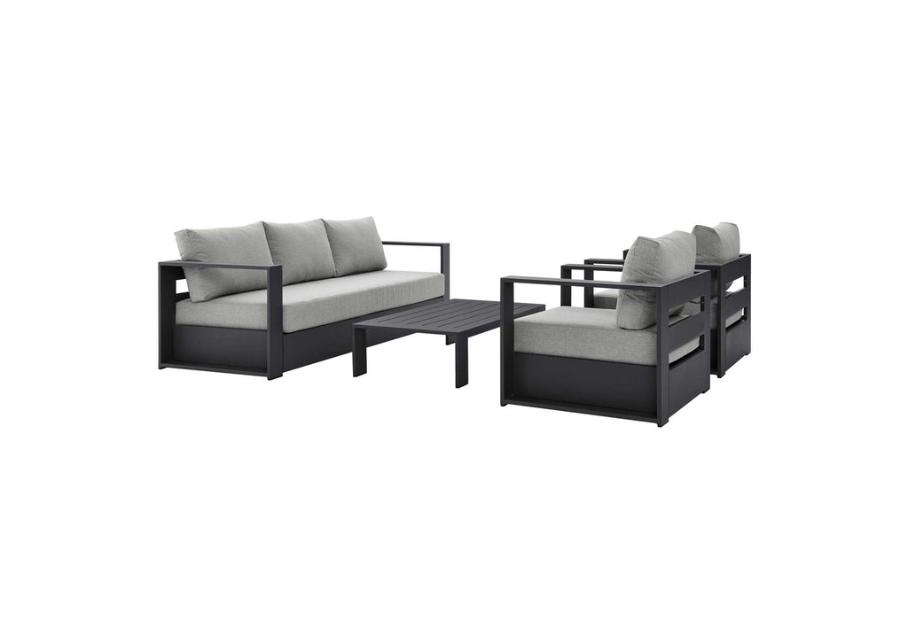 EEI-5749-GRY-GRY Tahoe 4-Piece Outdoor Patio Powder-Coated Aluminum Set By Modway