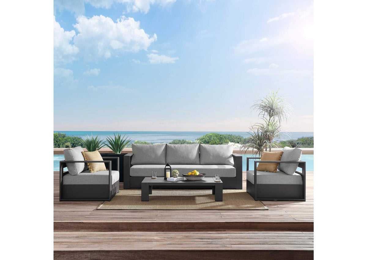 EEI-5749-GRY-GRY Tahoe 4-Piece Outdoor Patio Powder-Coated Aluminum Set By Modway