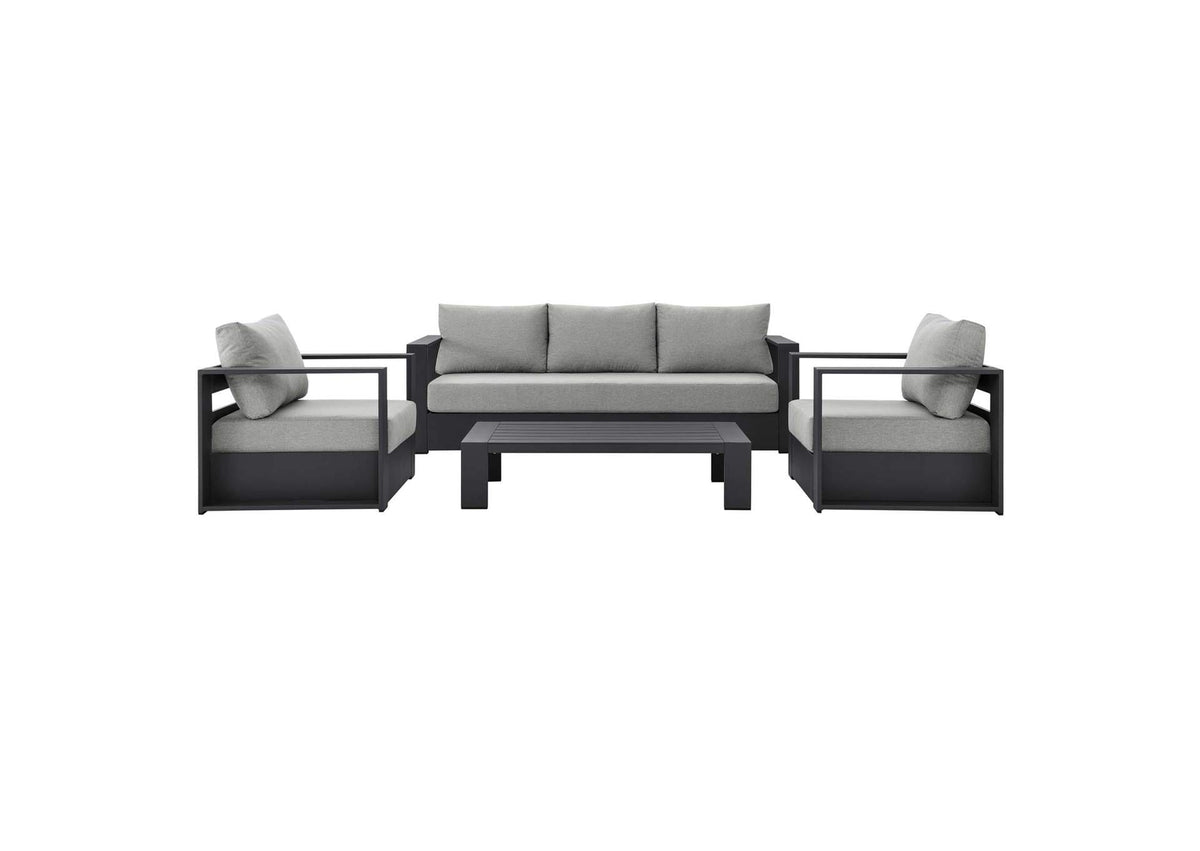 EEI-5749-GRY-GRY Tahoe 4-Piece Outdoor Patio Powder-Coated Aluminum Set By Modway