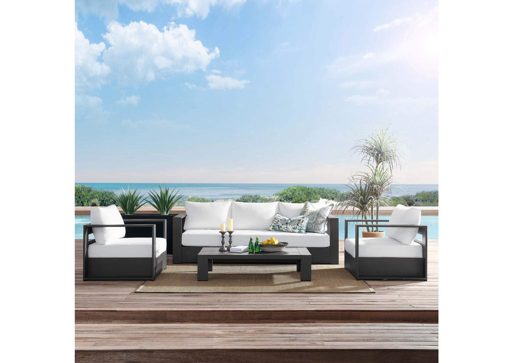 EEI-5749-GRY-WHI Tahoe 4-Piece Outdoor Patio Powder-Coated Aluminum Set By Modway