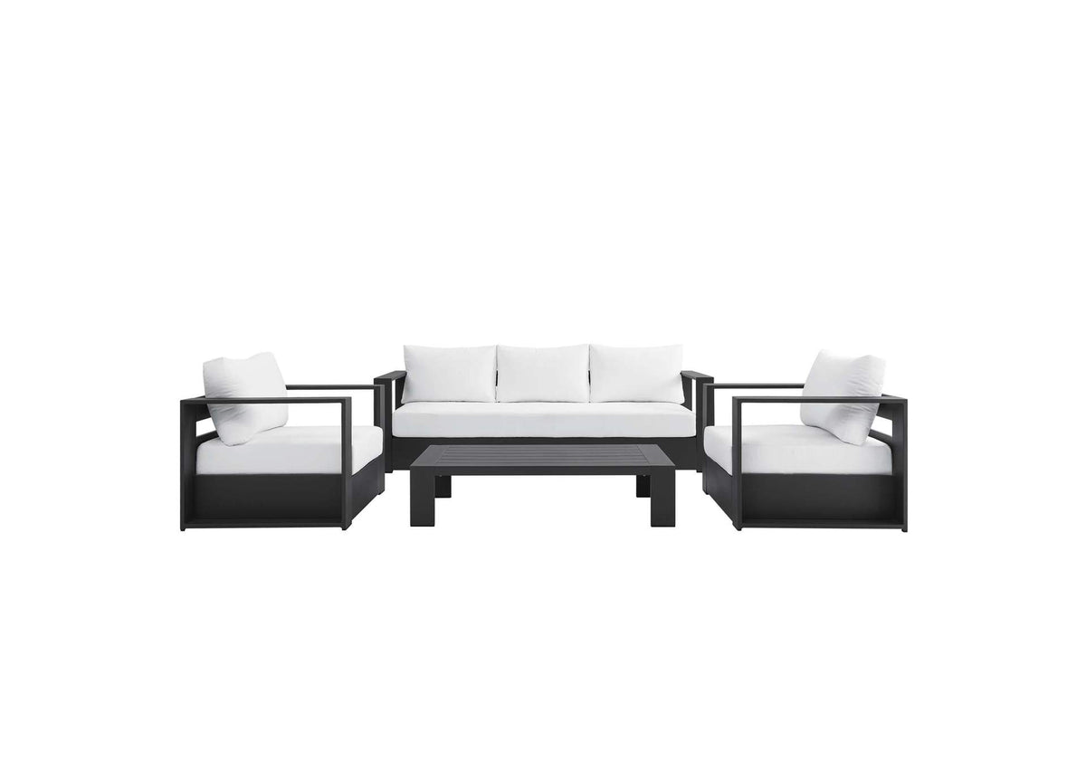 EEI-5749-GRY-WHI Tahoe 4-Piece Outdoor Patio Powder-Coated Aluminum Set By Modway