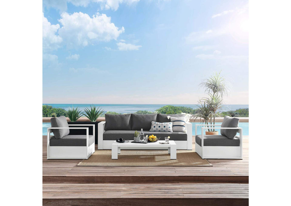 EEI-5749-WHI-CHA Tahoe 4-Piece Outdoor Patio Powder-Coated Aluminum Set By Modway