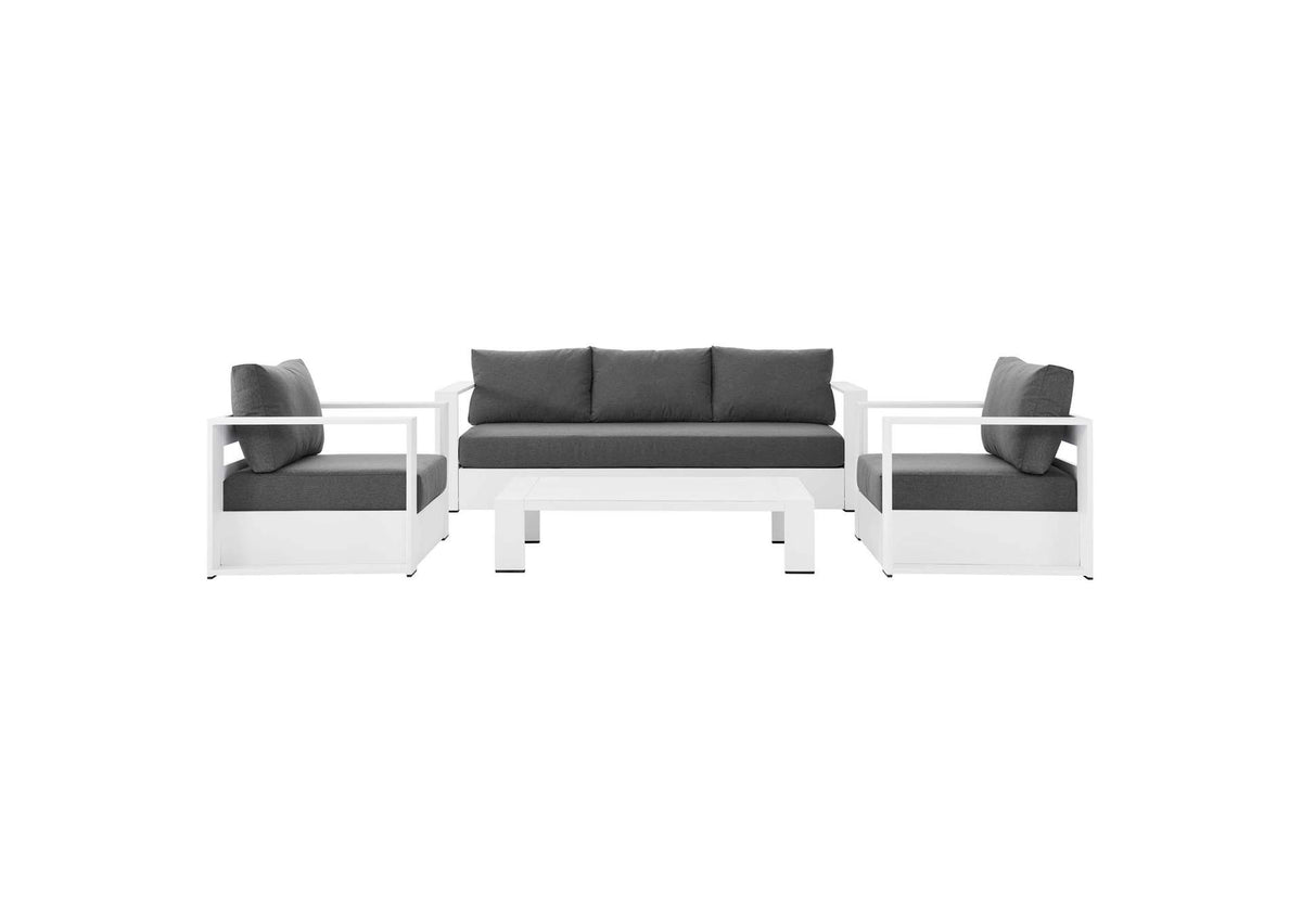 EEI-5749-WHI-CHA Tahoe 4-Piece Outdoor Patio Powder-Coated Aluminum Set By Modway