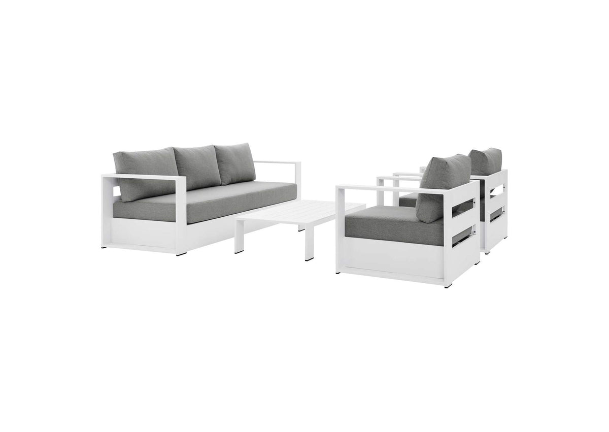 EEI-5749-WHI-GRY Tahoe 4-Piece Outdoor Patio Powder-Coated Aluminum Set By Modway