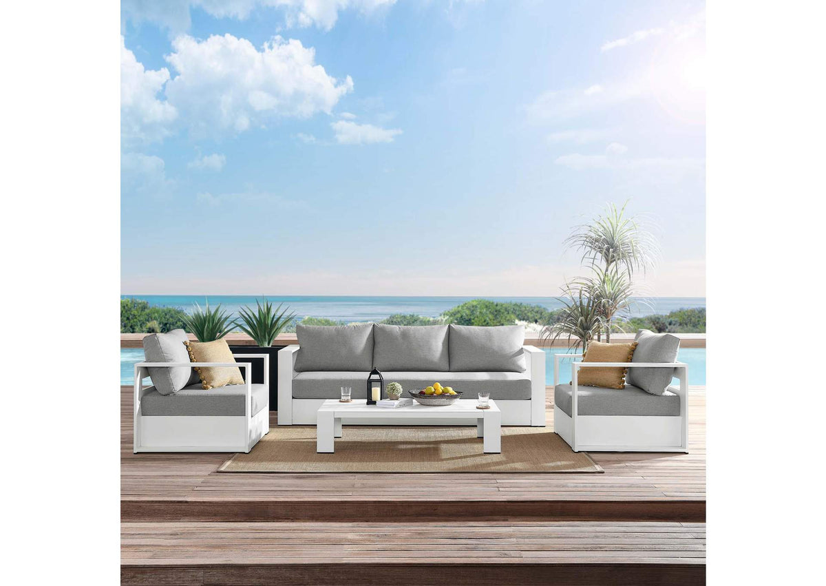EEI-5749-WHI-GRY Tahoe 4-Piece Outdoor Patio Powder-Coated Aluminum Set By Modway