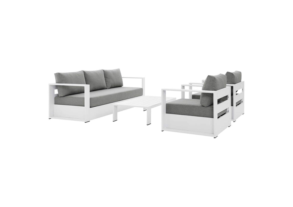 EEI-5749-WHI-GRY Tahoe 4-Piece Outdoor Patio Powder-Coated Aluminum Set By Modway