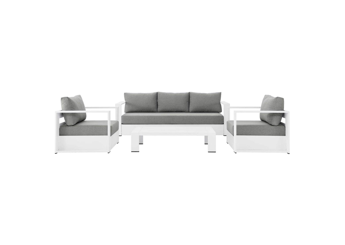 EEI-5749-WHI-GRY Tahoe 4-Piece Outdoor Patio Powder-Coated Aluminum Set By Modway