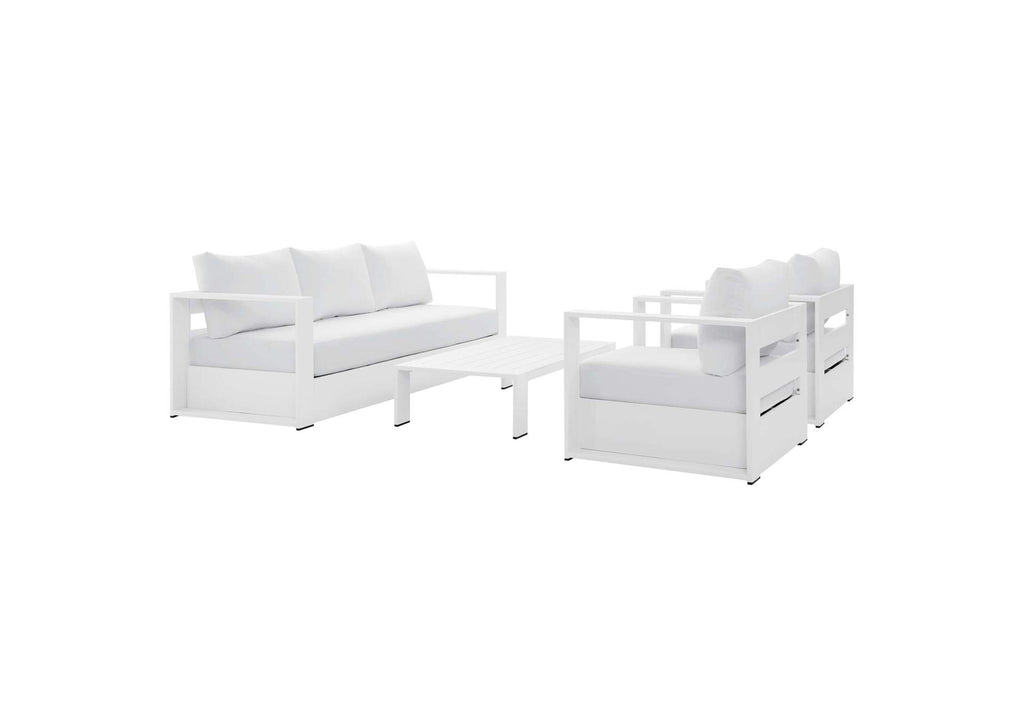 EEI-5749-WHI-WHI Tahoe 4-Piece Outdoor Patio Powder-Coated Aluminum Set By Modway