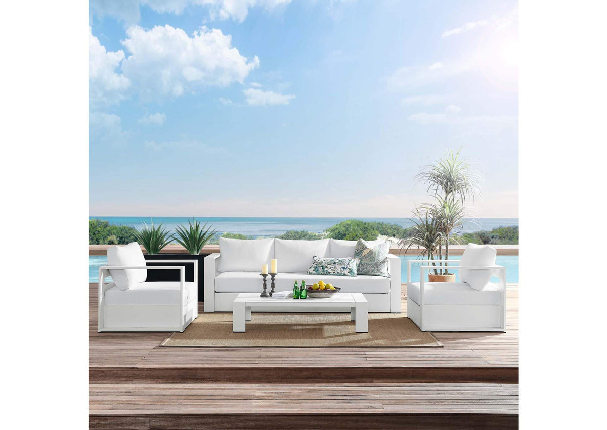EEI-5749-WHI-WHI Tahoe 4-Piece Outdoor Patio Powder-Coated Aluminum Set By Modway