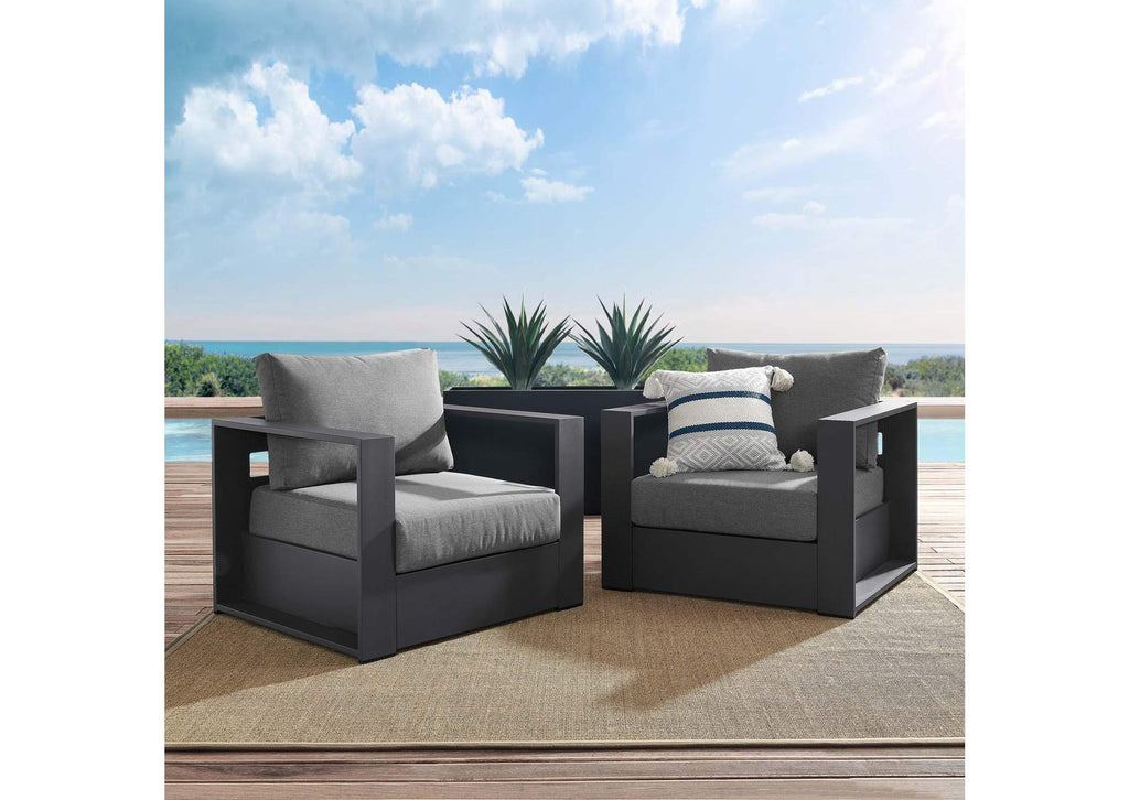 EEI-5751-GRY-CHA Tahoe 2-Piece Outdoor Patio Powder-Coated Aluminum Armchair Set By Modway