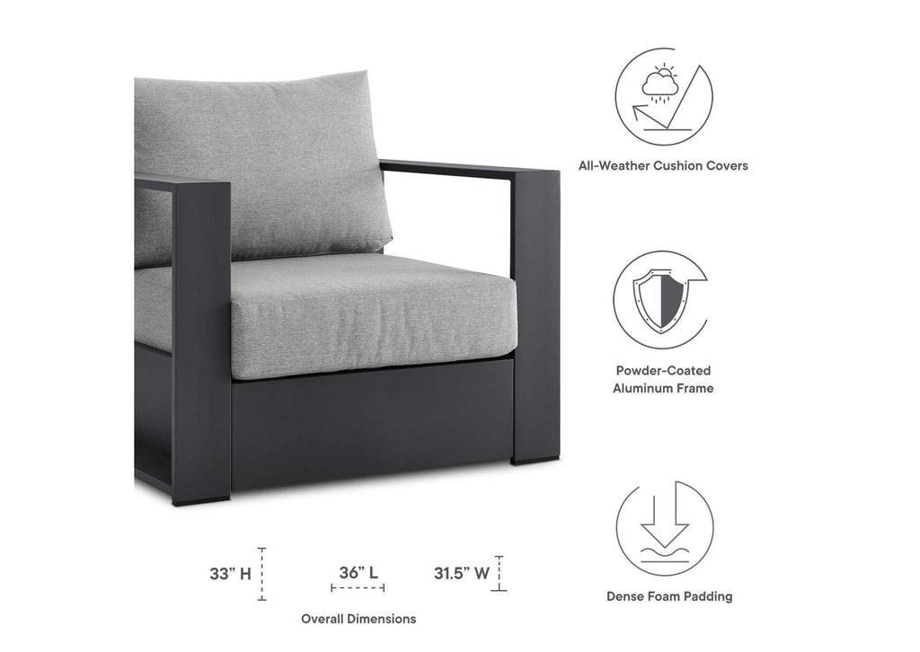 EEI-5751-GRY-GRY Tahoe 2-Piece Outdoor Patio Powder-Coated Aluminum Armchair Set By Modway