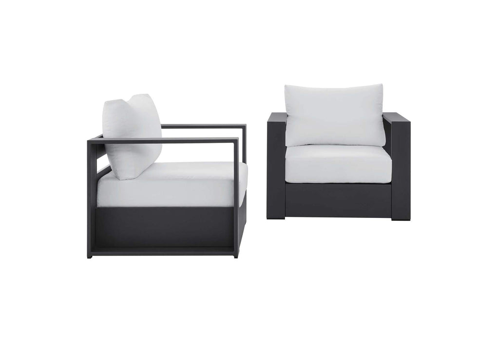 EEI-5751-GRY-WHI Tahoe 2-Piece Outdoor Patio Powder-Coated Aluminum Armchair Set By Modway