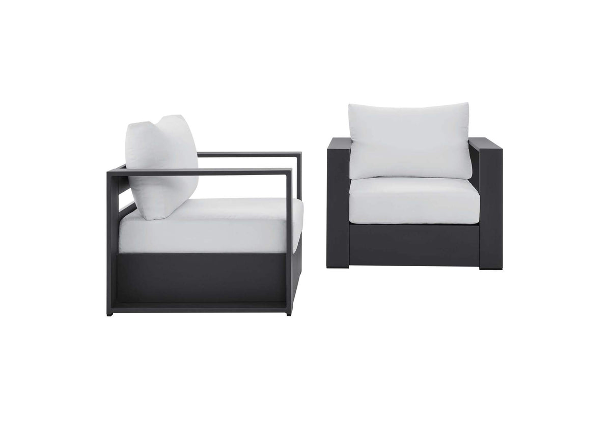 EEI-5751-GRY-WHI Tahoe 2-Piece Outdoor Patio Powder-Coated Aluminum Armchair Set By Modway