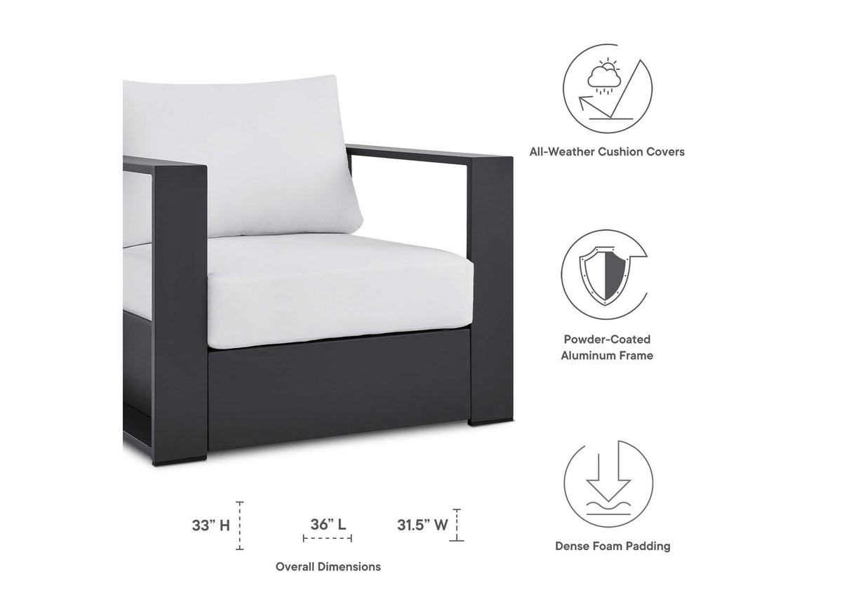 EEI-5751-GRY-WHI Tahoe 2-Piece Outdoor Patio Powder-Coated Aluminum Armchair Set By Modway