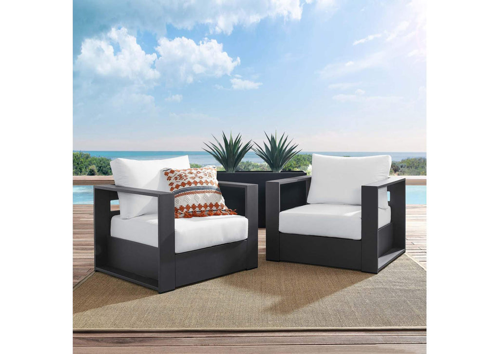EEI-5751-GRY-WHI Tahoe 2-Piece Outdoor Patio Powder-Coated Aluminum Armchair Set By Modway