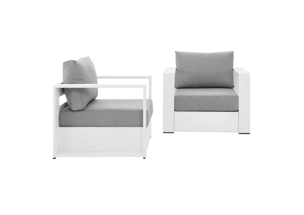 EEI-5751-WHI-GRY Tahoe 2-Piece Outdoor Patio Powder-Coated Aluminum Armchair Set By Modway