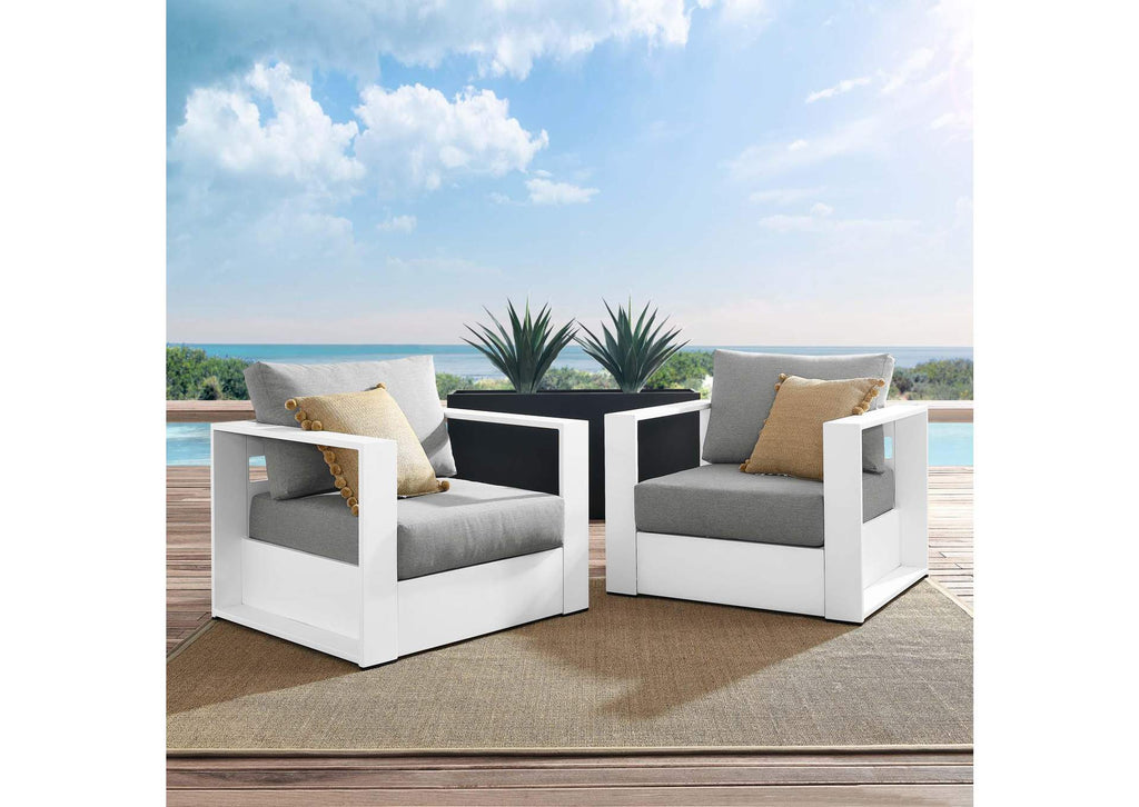 EEI-5751-WHI-GRY Tahoe 2-Piece Outdoor Patio Powder-Coated Aluminum Armchair Set By Modway