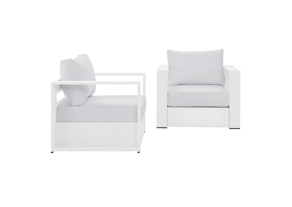 EEI-5751-WHI-WHI Tahoe 2-Piece Outdoor Patio Powder-Coated Aluminum Armchair Set By Modway