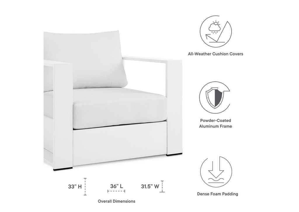 EEI-5751-WHI-WHI Tahoe 2-Piece Outdoor Patio Powder-Coated Aluminum Armchair Set By Modway