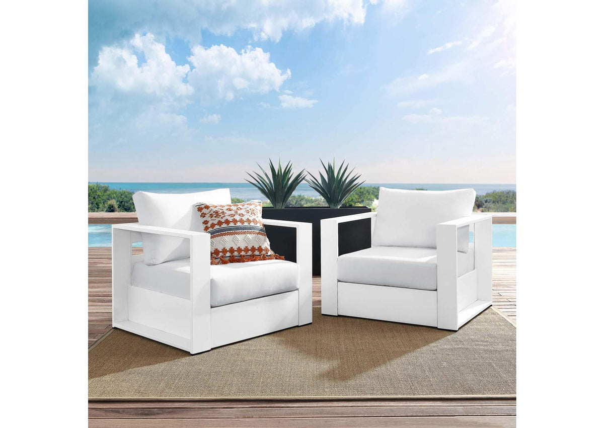EEI-5751-WHI-WHI Tahoe 2-Piece Outdoor Patio Powder-Coated Aluminum Armchair Set By Modway