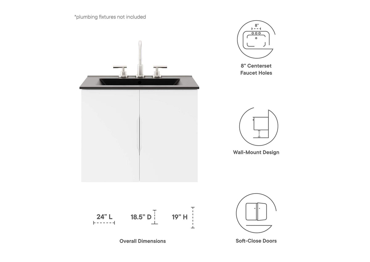 EEI-5782-WHI-BLK Vitality 24" Bathroom Vanity By Modway