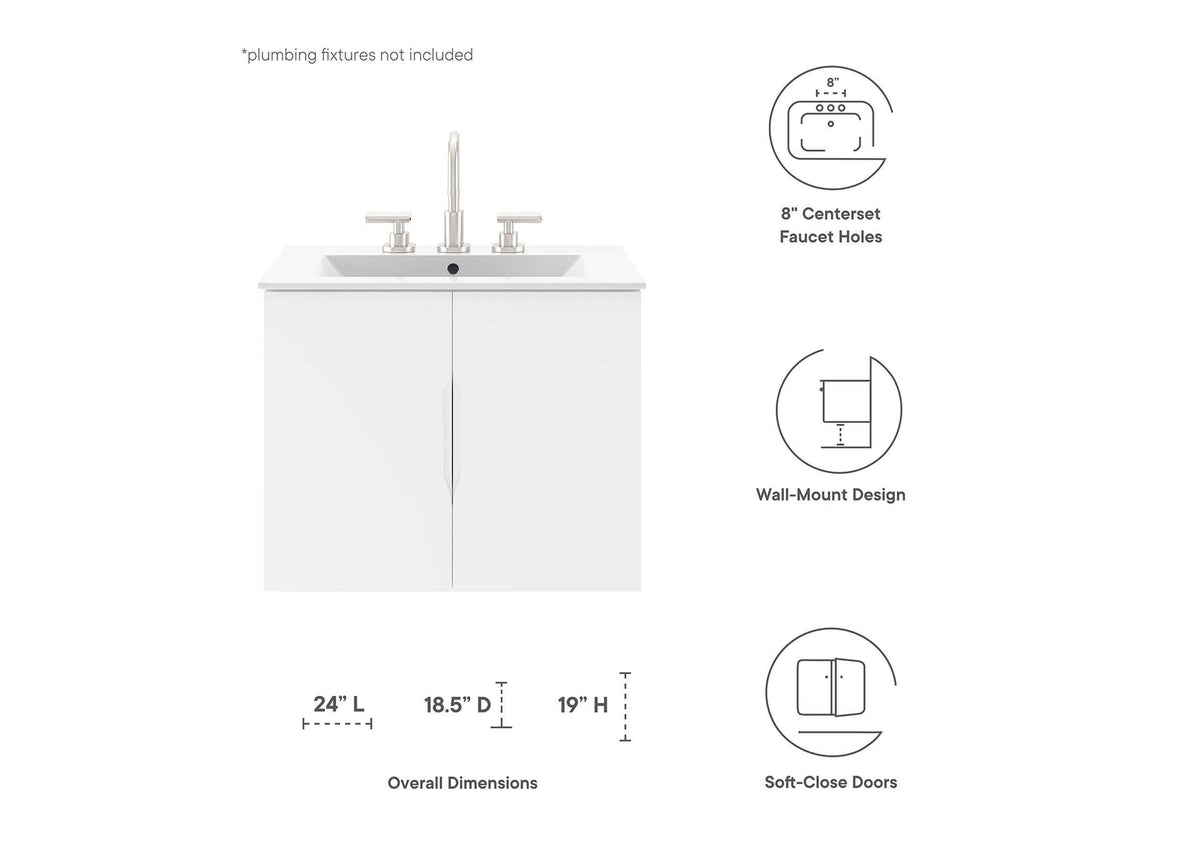 EEI-5782-WHI-WHI Vitality 24" Bathroom Vanity By Modway