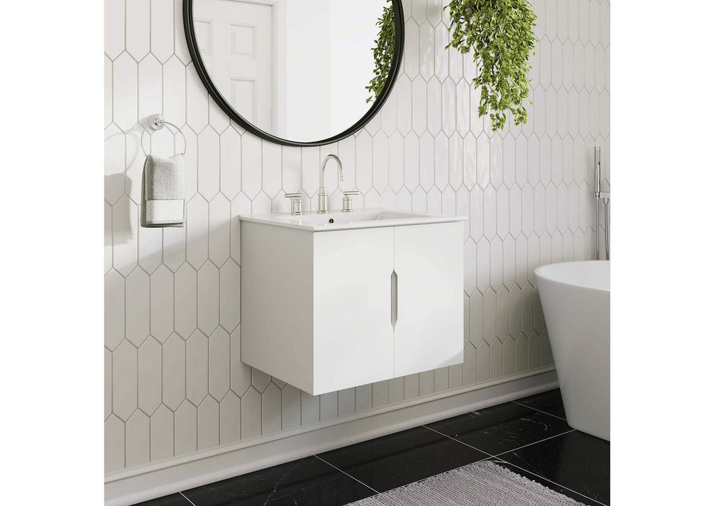 EEI-5782-WHI-WHI Vitality 24" Bathroom Vanity By Modway