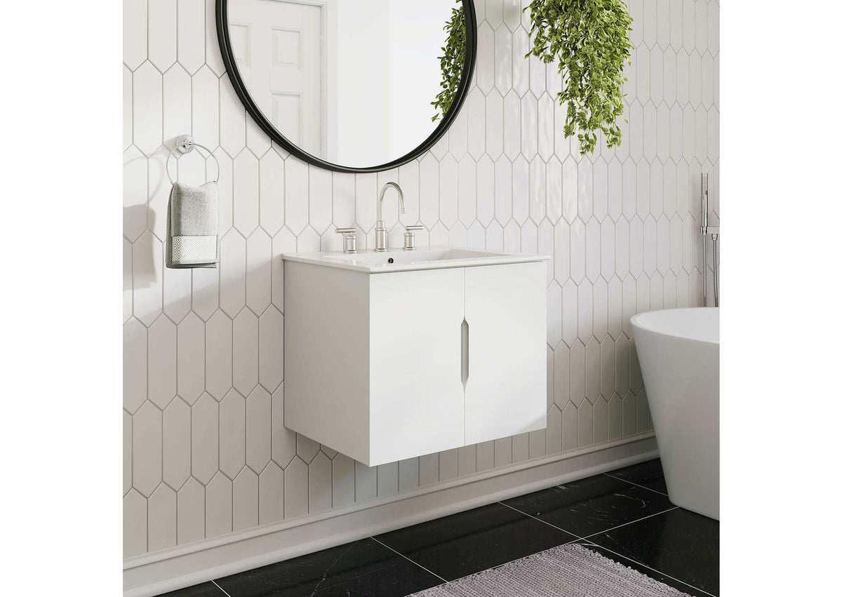 EEI-5782-WHI-WHI Vitality 24" Bathroom Vanity By Modway