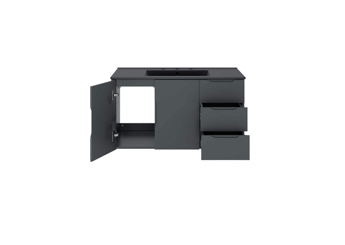 EEI-5783-GRY-BLK Vitality 36" Bathroom Vanity By Modway