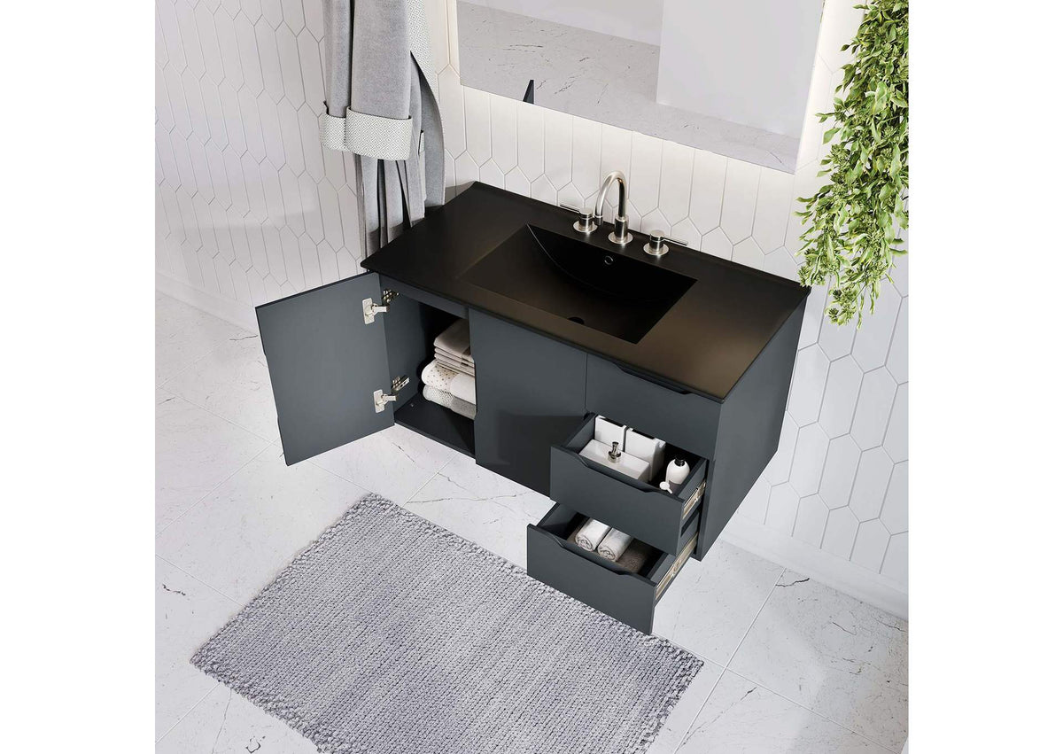 EEI-5783-GRY-BLK Vitality 36" Bathroom Vanity By Modway