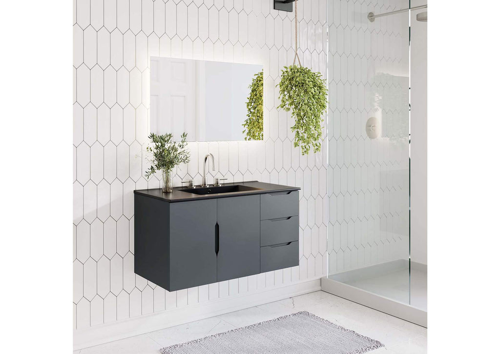 EEI-5783-GRY-BLK Vitality 36" Bathroom Vanity By Modway