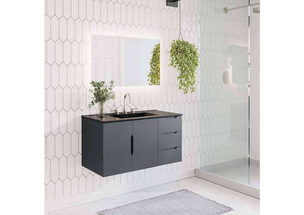 EEI-5783-GRY-BLK Vitality 36" Bathroom Vanity By Modway