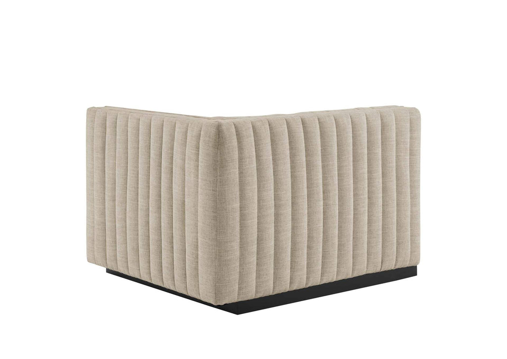 EEI-5790-BLK-BEI Conjure 6-Piece Channel Tufted Upholstered Fabric Sectional Sofa By Modway
