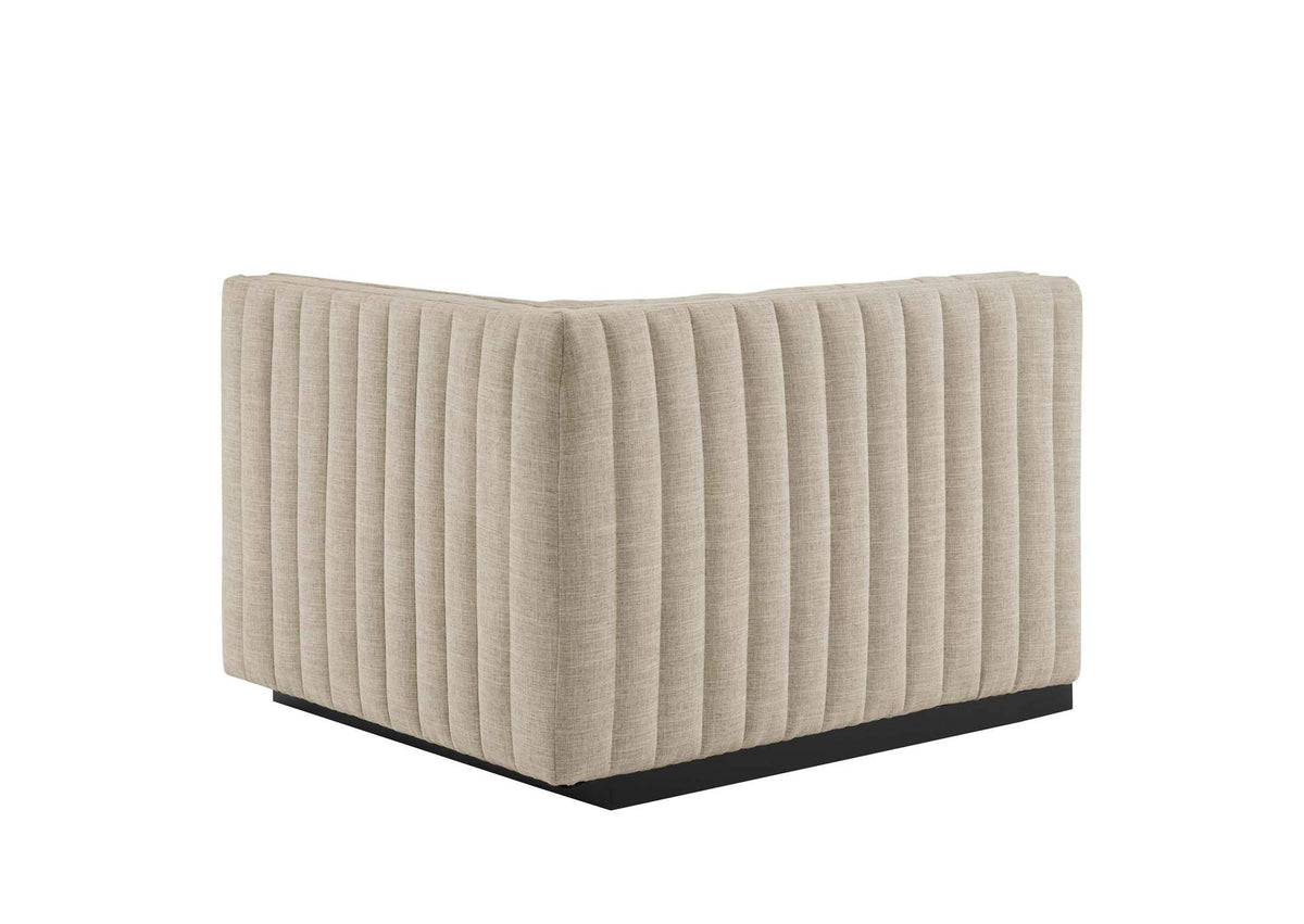 EEI-5790-BLK-BEI Conjure 6-Piece Channel Tufted Upholstered Fabric Sectional Sofa By Modway
