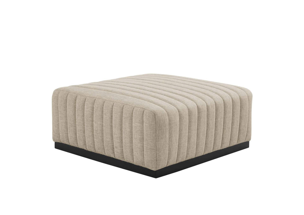 EEI-5790-BLK-BEI Conjure 6-Piece Channel Tufted Upholstered Fabric Sectional Sofa By Modway