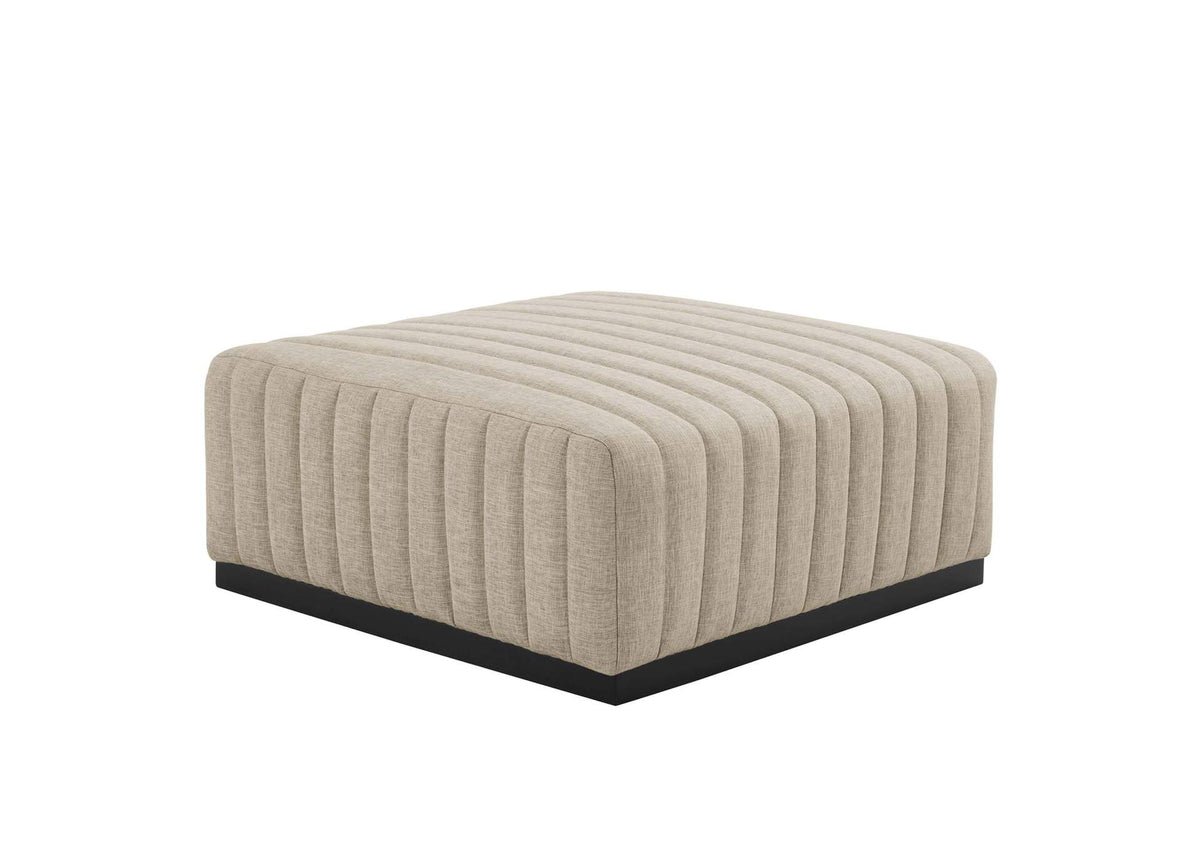 EEI-5790-BLK-BEI Conjure 6-Piece Channel Tufted Upholstered Fabric Sectional Sofa By Modway