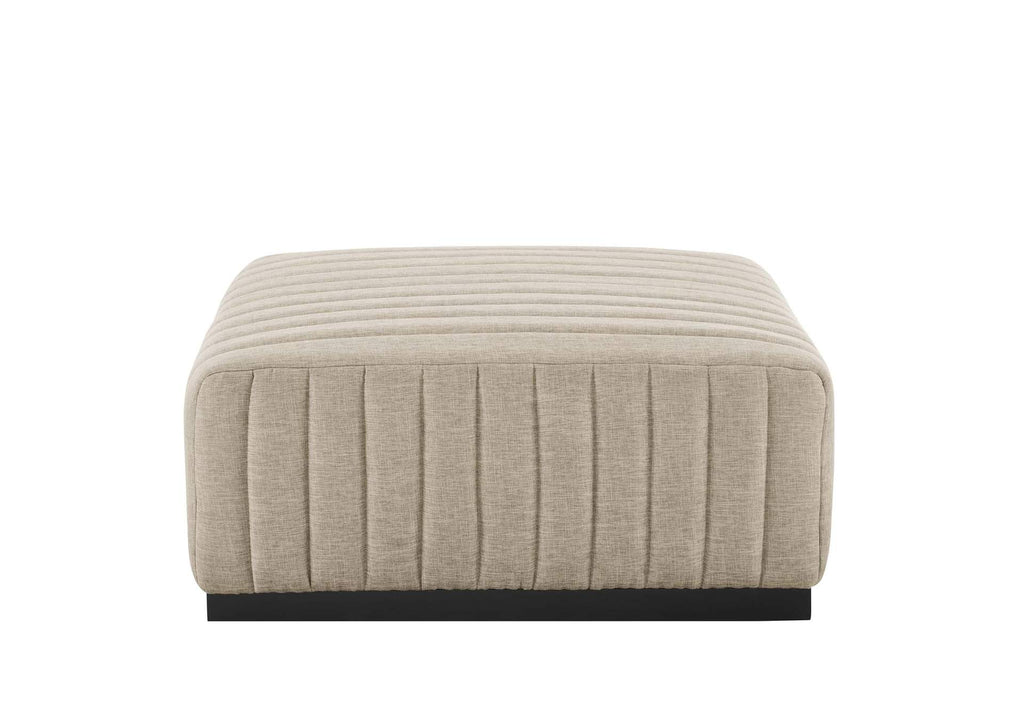 EEI-5790-BLK-BEI Conjure 6-Piece Channel Tufted Upholstered Fabric Sectional Sofa By Modway