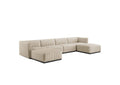 EEI-5790-BLK-BEI Conjure 6-Piece Channel Tufted Upholstered Fabric Sectional Sofa By Modway