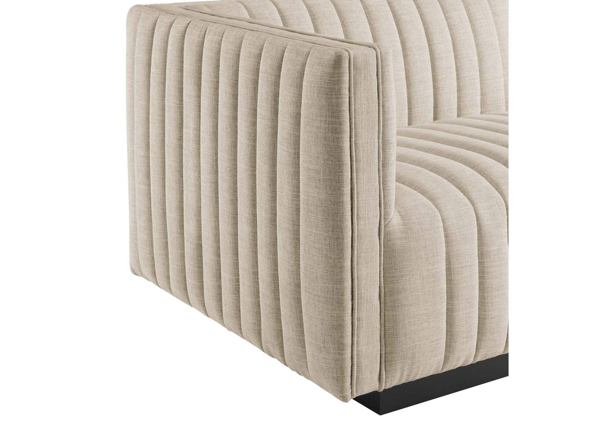 EEI-5790-BLK-BEI Conjure 6-Piece Channel Tufted Upholstered Fabric Sectional Sofa By Modway