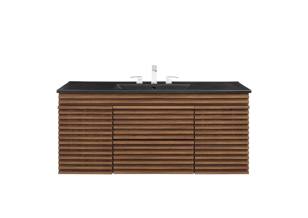 EEI-5801-WAL-BLK Render 48" Wall-Mount Bathroom Vanity By Modway