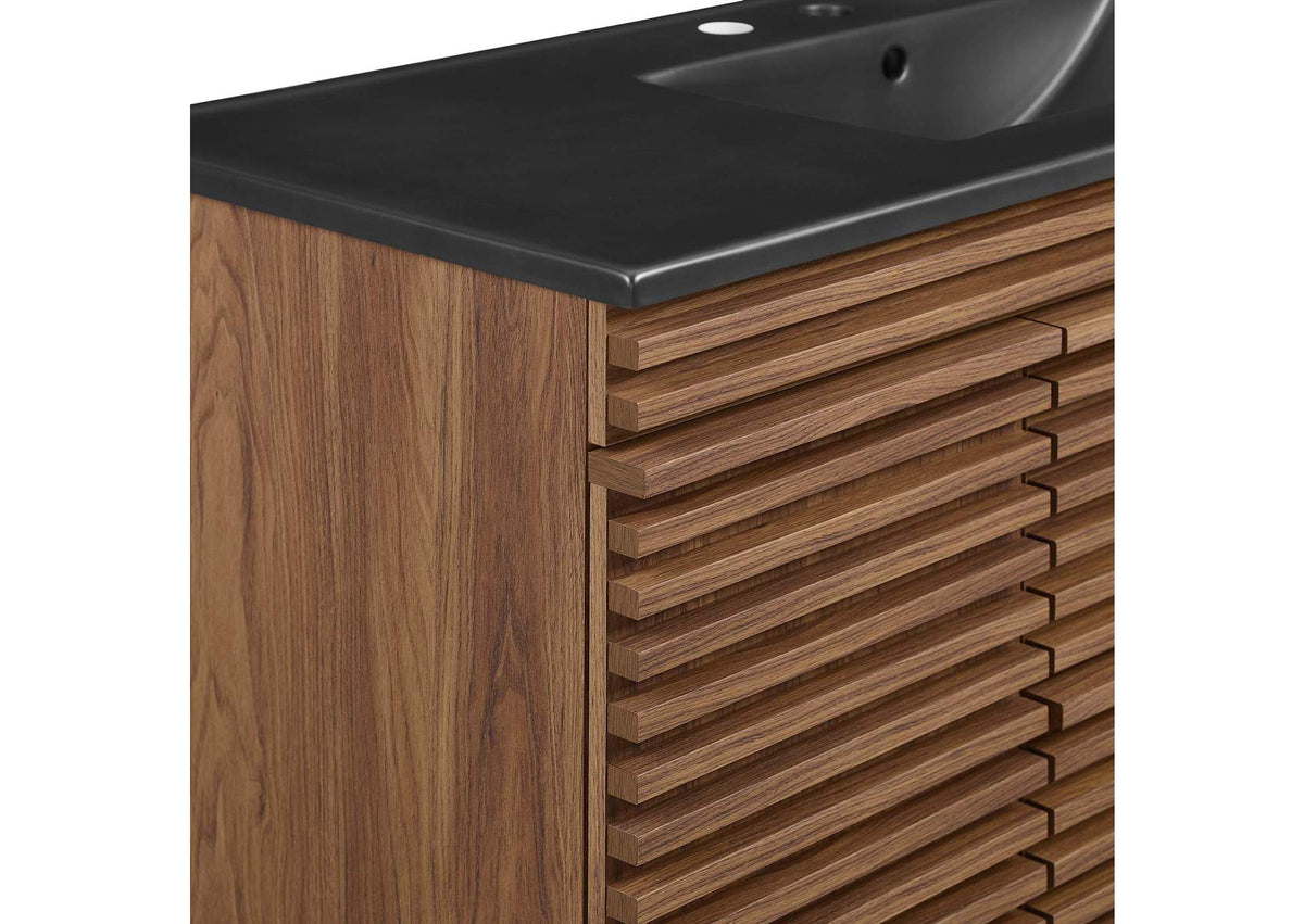 EEI-5801-WAL-BLK Render 48" Wall-Mount Bathroom Vanity By Modway
